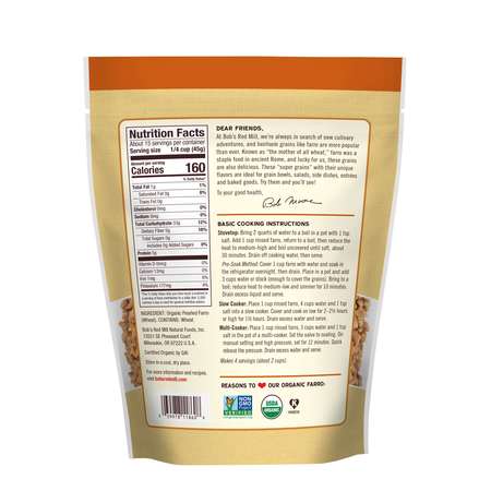 Bobs Red Mill Natural Foods Bob's Red Mill Organic Farro 24 oz. Pouches, PK4 7015S244